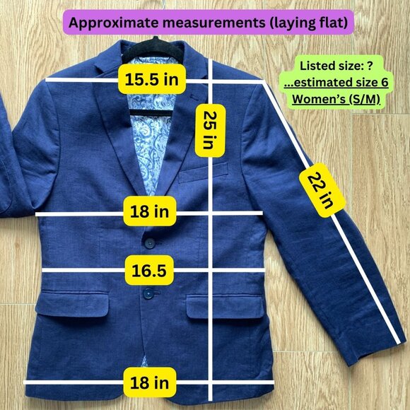 LAUREN by Ralph Lauren | 100% Linen Women’s Blazer Navy Blue - Picture 14 of 16